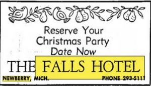 Falls Hotel (Newberry Hotel) - Nov 22 1972 Ad